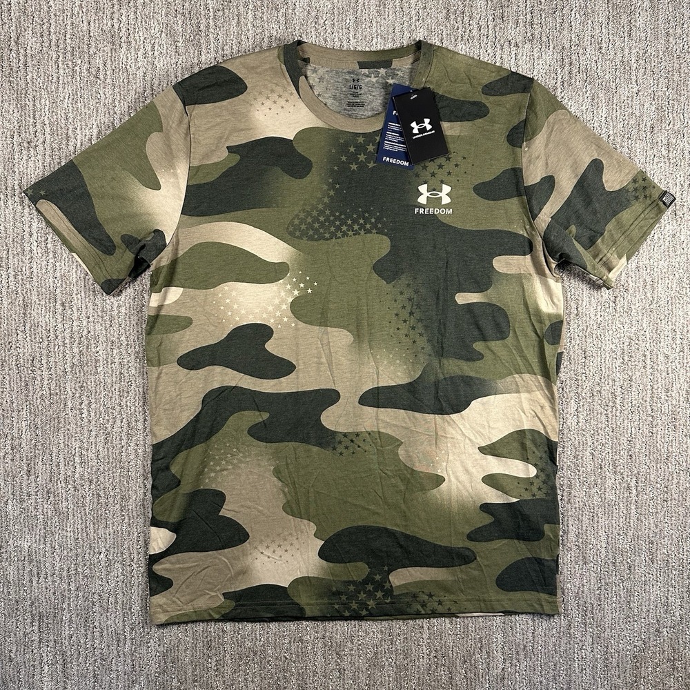 Under Armour Freedom Camo Stars Loose Fit Short-Sleeve Shirt Mens Size Large NWT